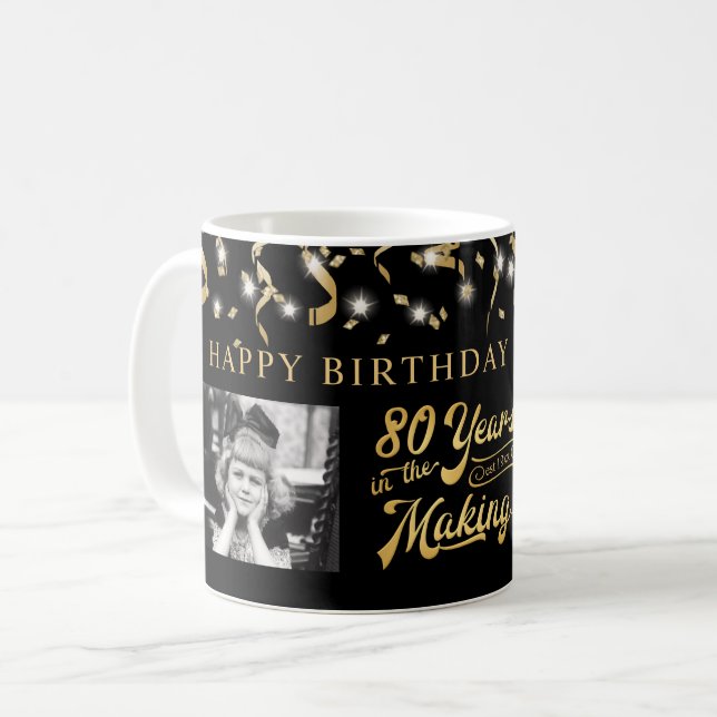 Mug Anniversaire rétro 80 ans dans la fabrication de s (Devant gauche)