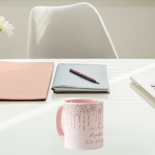 Mug Anniversaire rose or rousse parties scintillant go