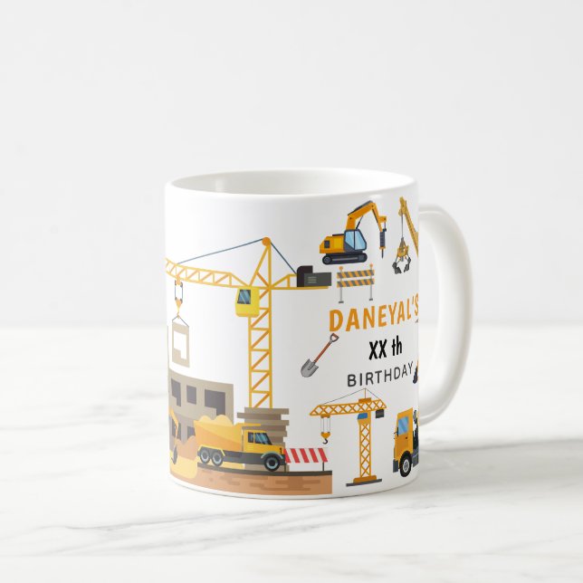 Mug Anniversaire Simple de Construction Moderne pour E (Devant droit)