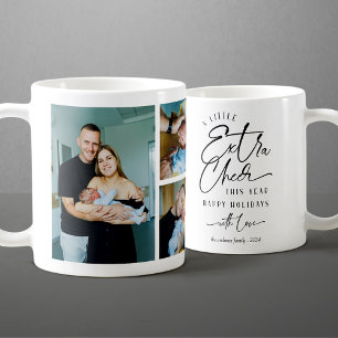 Mug Annonce de bébé de Noël moderne en collage photo