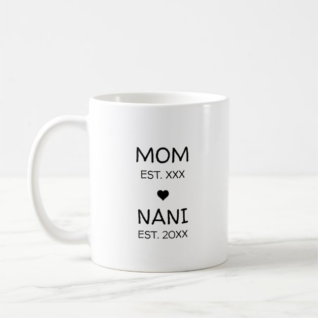 Mug Annonce de grossesse de Nani Première fois grand-m (Gauche)