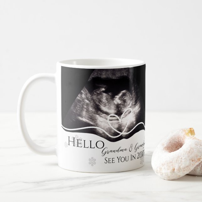 Mug Annonce de grossesse des grands-parents par échogr (Avec donut)
