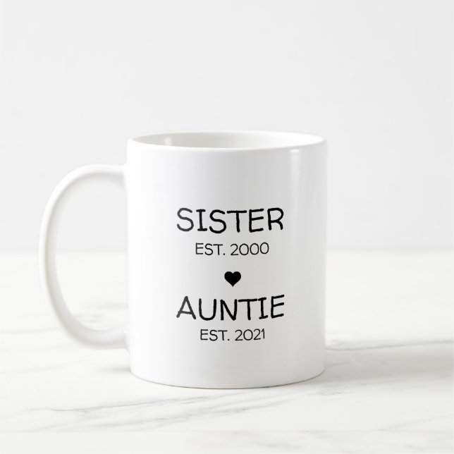 Mug Annonce de grossesse Tante soeur Révélation de béb (Gauche)