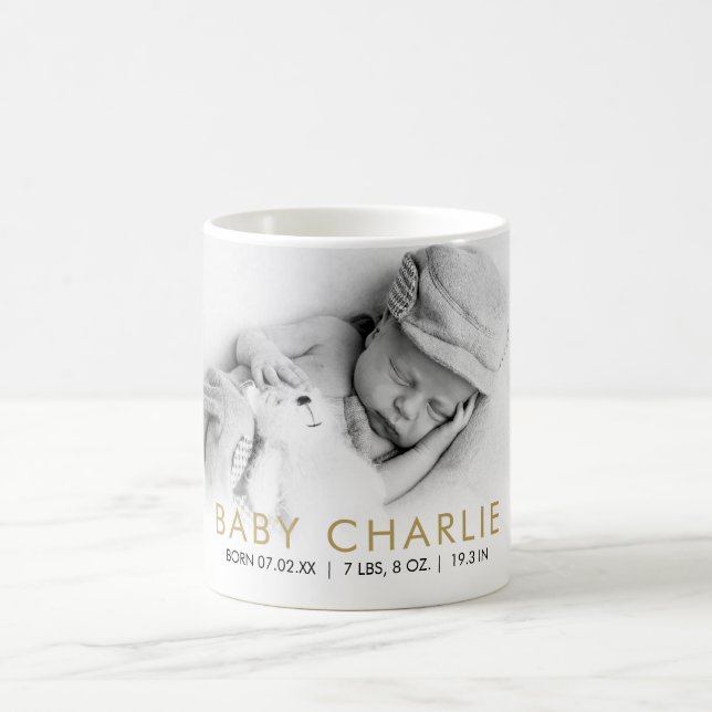 Mug Annonce de naissance de bébé élégante avec statist (Centre)