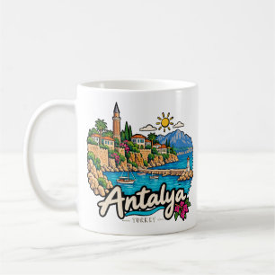 Mug Antalya Turquie Dessin à la Main Art de Voyage Mon
