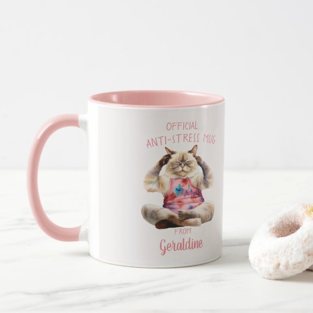 Mug anti-stress officiel méditant Kitty (Avec donut)