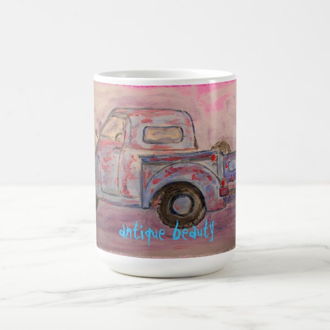 Mug antique beauté bleu patina camion (Centre)