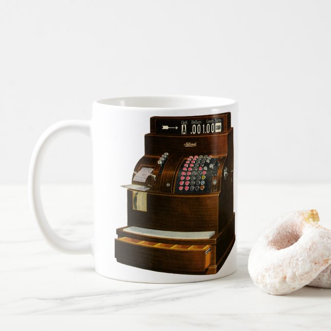 Mug Antique caisse enregistreuse, commerce de détail V (Avec donut)