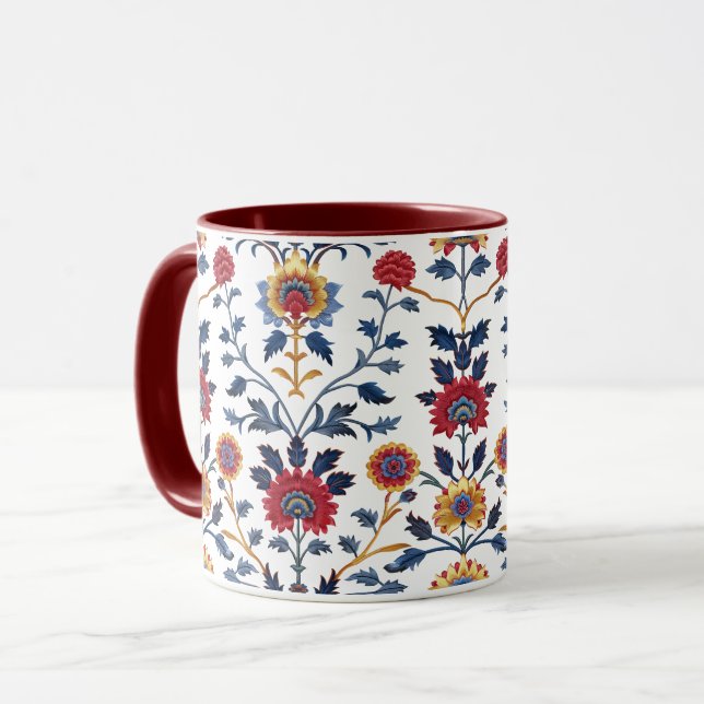 Mug Antique coloré Indien Floral Motif Motif (Devant gauche)