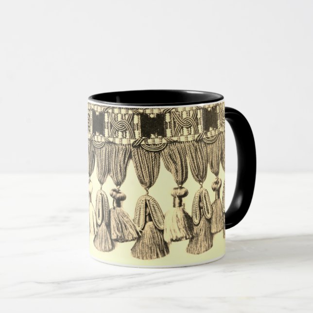 Mug Antique dentelle victorienne or noir (Devant droit)