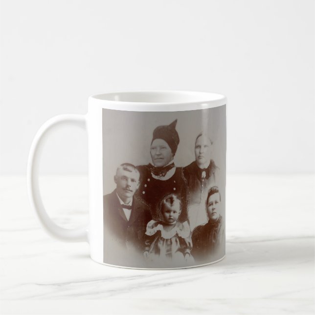 Mug Antique Famille Collage Photo B&W Image (Gauche)