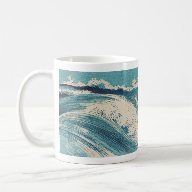 Mug Antique Japonais Bleu Vagues Océan Imprimer (Gauche)