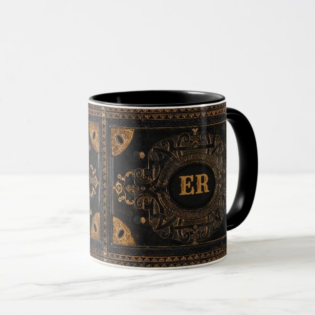 Mug Antique ornemental avec votre(s) initial(s) (Devant droit)