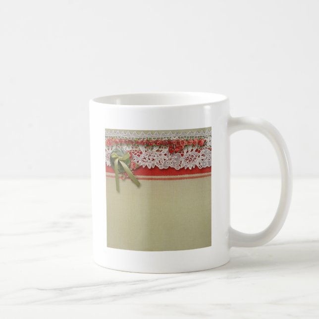 Mug Antique Rose dentelle Rustique Rouge Victorien Bur (Droite)