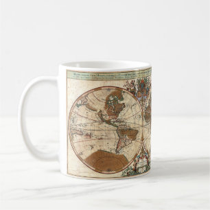 Mug antique vintage 1691 Sanson carte du monde