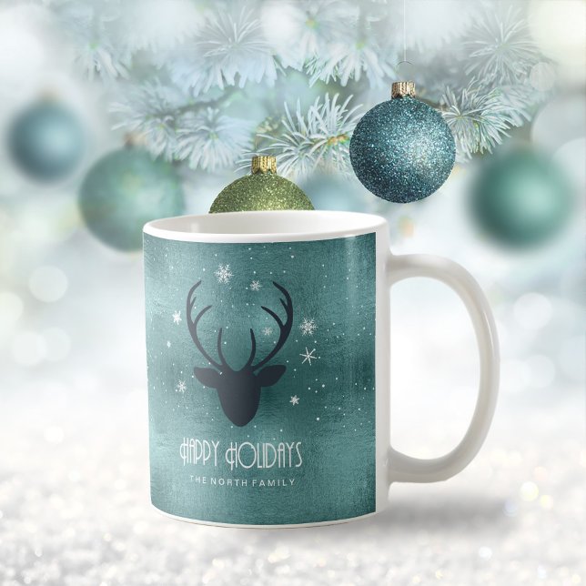 Mug Antlers de cerfs Silhouette et flocons de neige Tu (Créateur téléchargé)