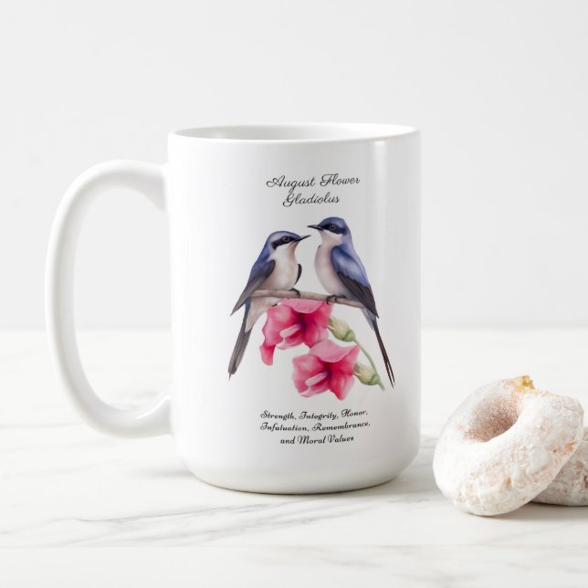Mug Août Mois de naissance Gladiolus à fleurs avec ois (Avec donut)