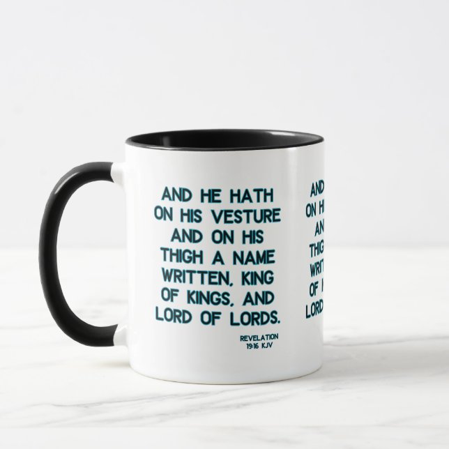 Mug Apocalypse 19:16 KJV Bible Verse Deux Tons (Gauche)