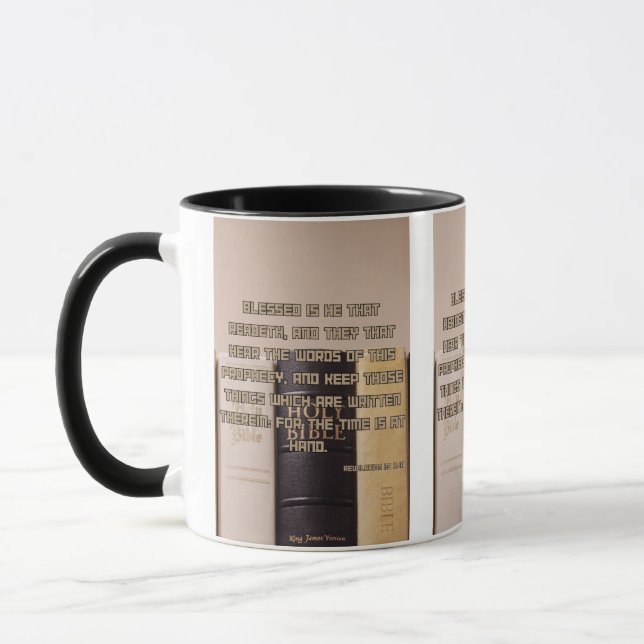 Mug Apocalypse 1:3 KJV Bible Écriture Pic Deux Tons (Gauche)