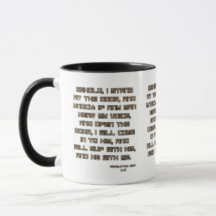 Mug Apocalypse 3:20 KJV Bible Écriture à deux tons