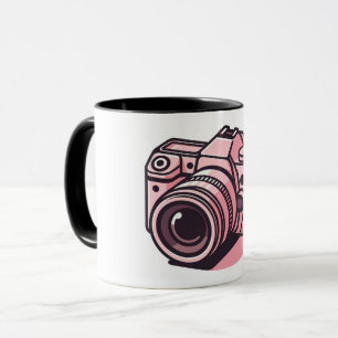Mug Appareil photo numérique reflex tendance rose pers