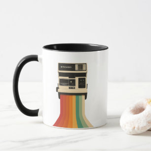 Mug Appareil photo rétro avec impression arc-en-ciel