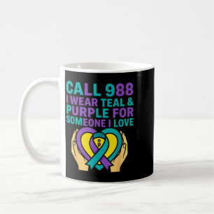 Mug Appelez le 988 Je porte du sarcelle et du violet p