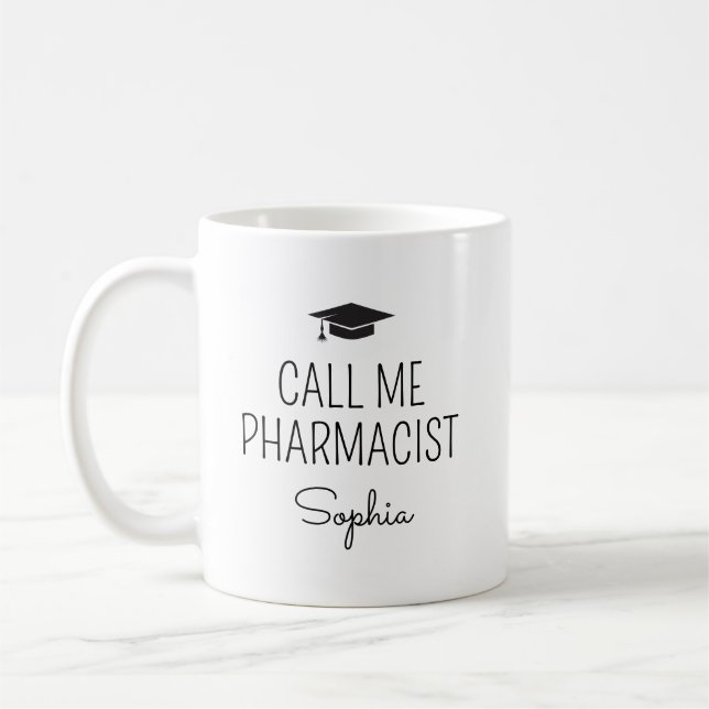 Mug Appellez-Moi Pharmacien Nom Personnalisé (Gauche)