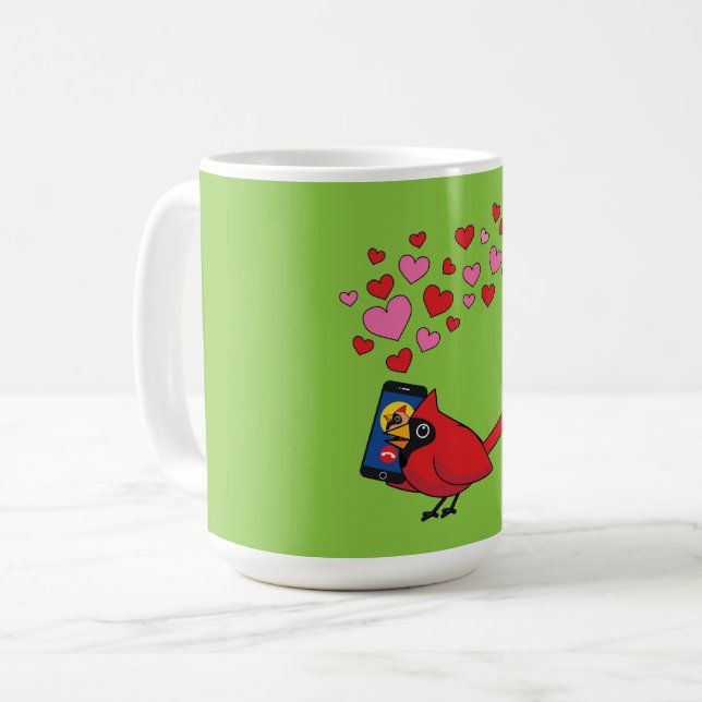 Mug Appels d'accouplement Cardinal Bird Love (Devant gauche)