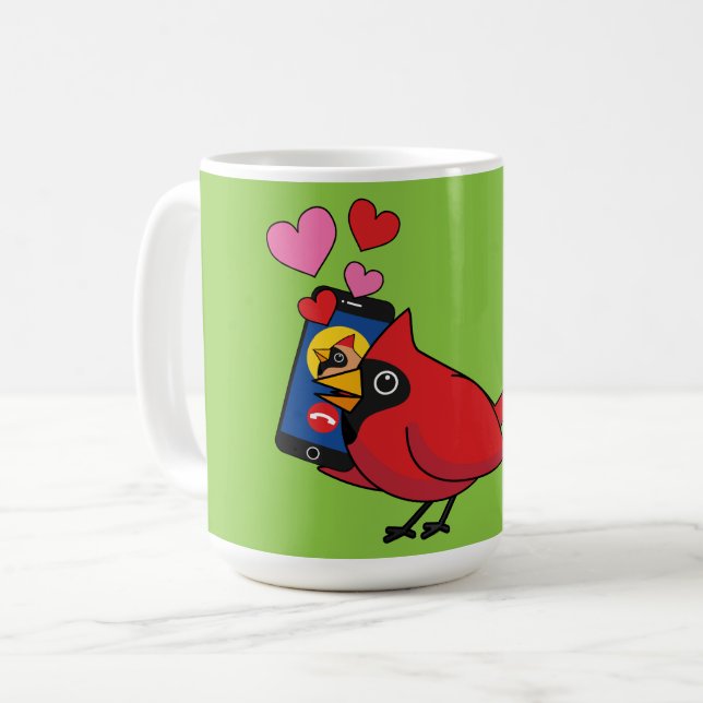 Mug Appels d'accouplement Cardinal Bird Love (Devant gauche)