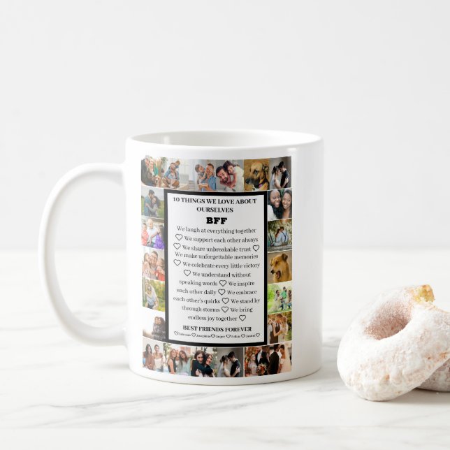 Mug Appréciation de l'amitié | Collage photo BFF 22 (Avec donut)