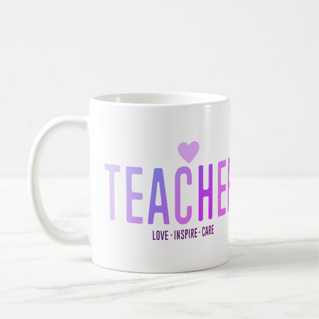 Mug Appréciation de l'enseignant Amour Inspirer soins  (Gauche)