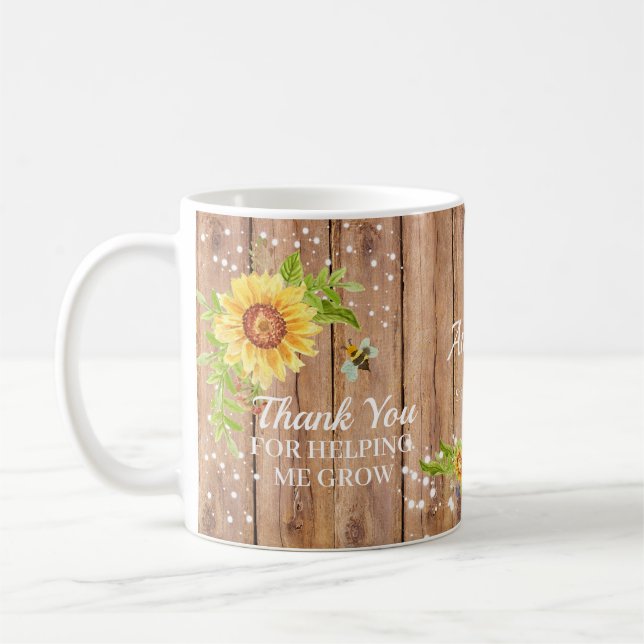 Mug Appréciation de l'enseignant de tournesol jaune ru (Gauche)