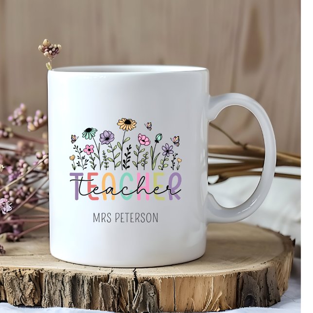 Mug Appréciation de l'enseignant Fleur sauvage personn (Créateur téléchargé)
