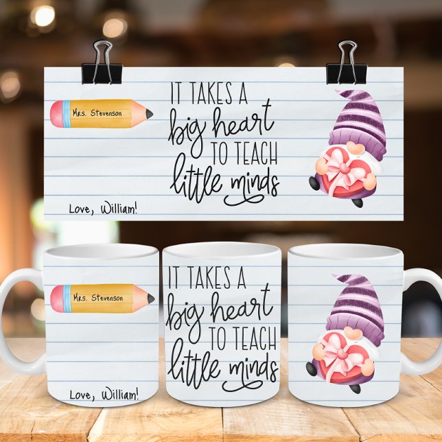 Mug Appréciation de l'enseignant Gnome avec coeur (Créateur téléchargé)