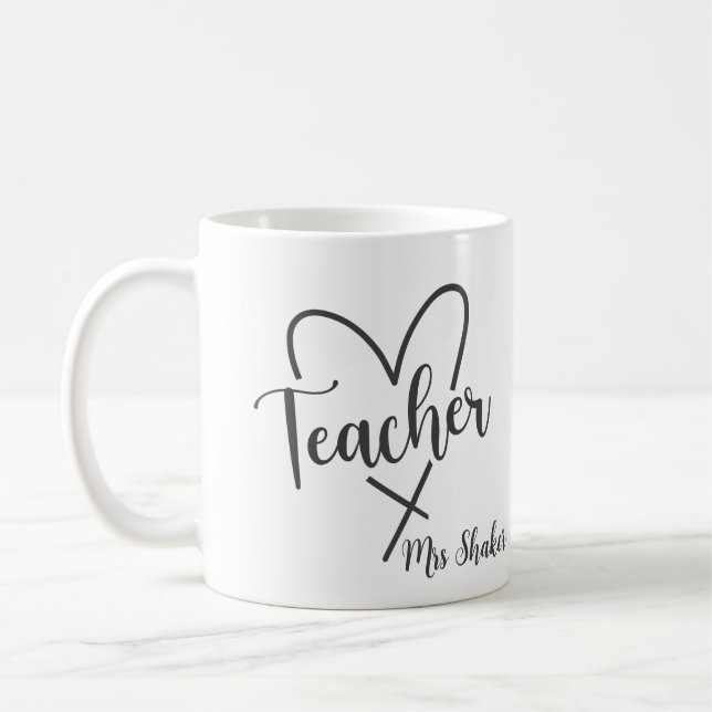 Mug Appréciation de l'enseignant Nom personnalisé Merc (Gauche)
