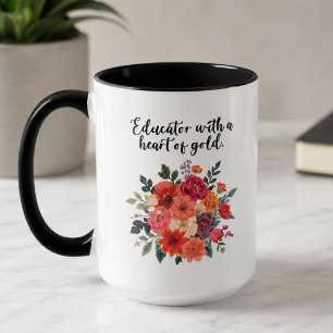 Mug Appréciation du cœur en or de l'éducateur dévoué