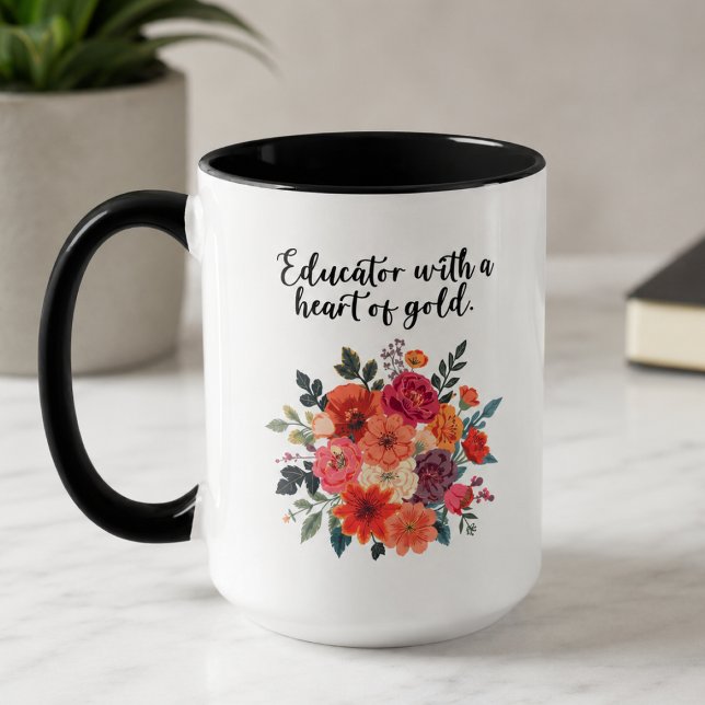 Mug Appréciation du cœur en or de l'éducateur dévoué (Créateur téléchargé)