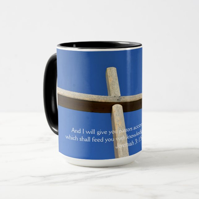 Mug Appréciation du pasteur avec croix (Devant gauche)