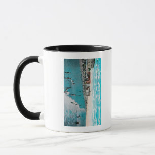 Mug Apprécier ondule à la plage de BeachLong d'océan,
