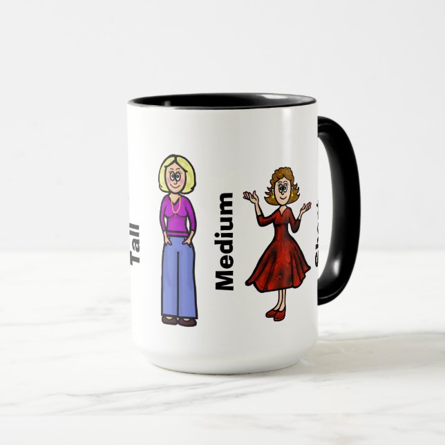 Mug Appréciez la taille, la taille moyenne et la taill (Devant droit)