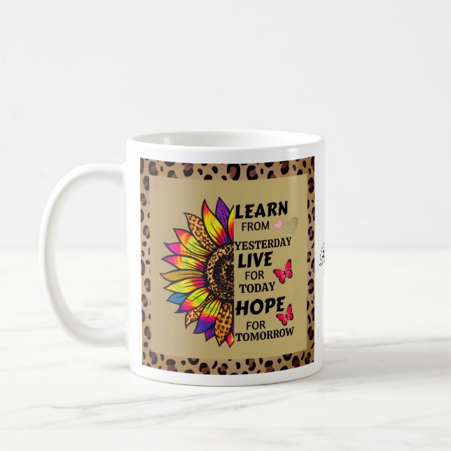 Mug Apprendre De Citations Hier Rainbow Sunflower Gold (Gauche)