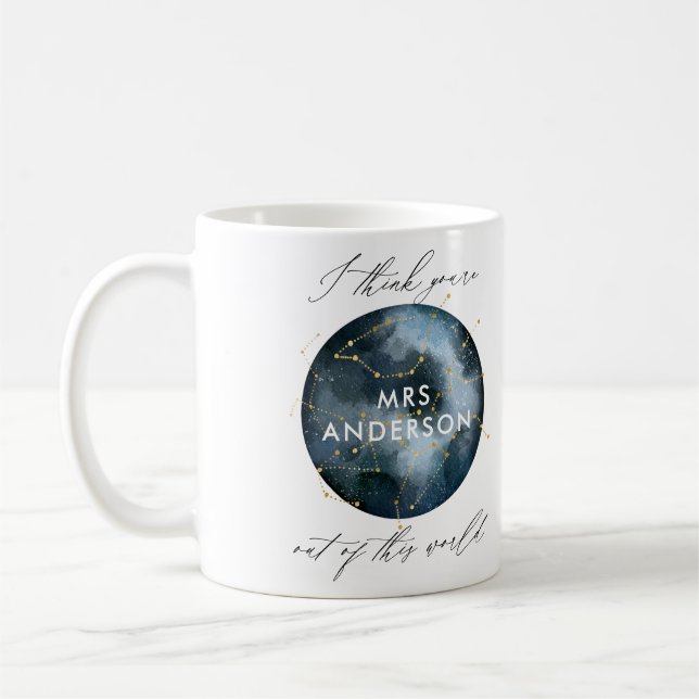 Mug Apprenti céleste étoile de lune d'aquarelle modern (Gauche)