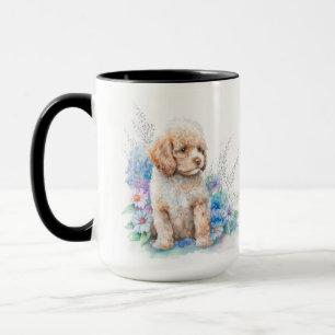 MUG APRICOT EN COULEUR D'EAU ADORABLE POODLE PUPPY FRA