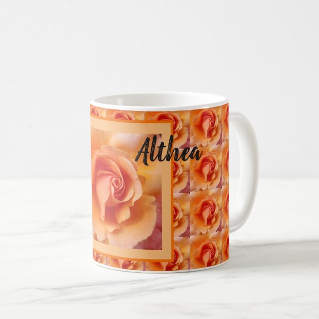Mug Apricot Peach Rose Flower Close Up (Devant droit)