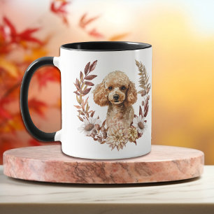 Mug Apricot Poodé Chien Automne Wreath