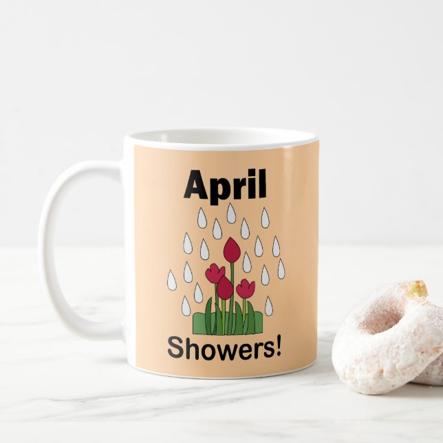 Mug April Showers Pink Daisy Flower Floral (Avec donut)