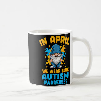 Mug April wear blue autism acceptance gnome puzzle 