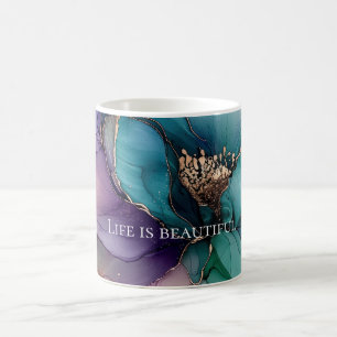 Mug Aqua Bleu Violet Or Floral 