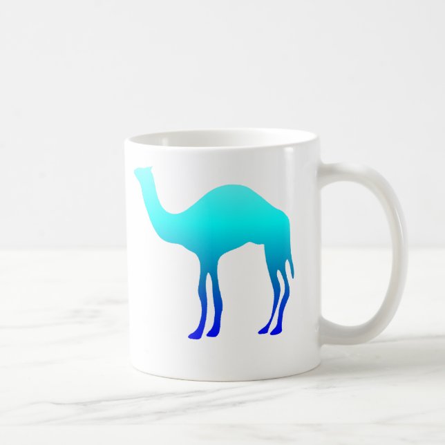 Mug Aqua Blue Ombre Camel Silhouette (Droite)